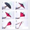 Plain design Windproof Upside Down Reverse Umbrella with C-Shaped Handle