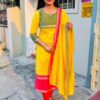 Yellow Kanchi Cotton Suit Set by Vastra Saili Designer