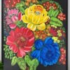 Floral Symphony Acrylic Painting – Multicolor Bloom on Canvas with Black Mirror Frame, Handcrafted Wall Art