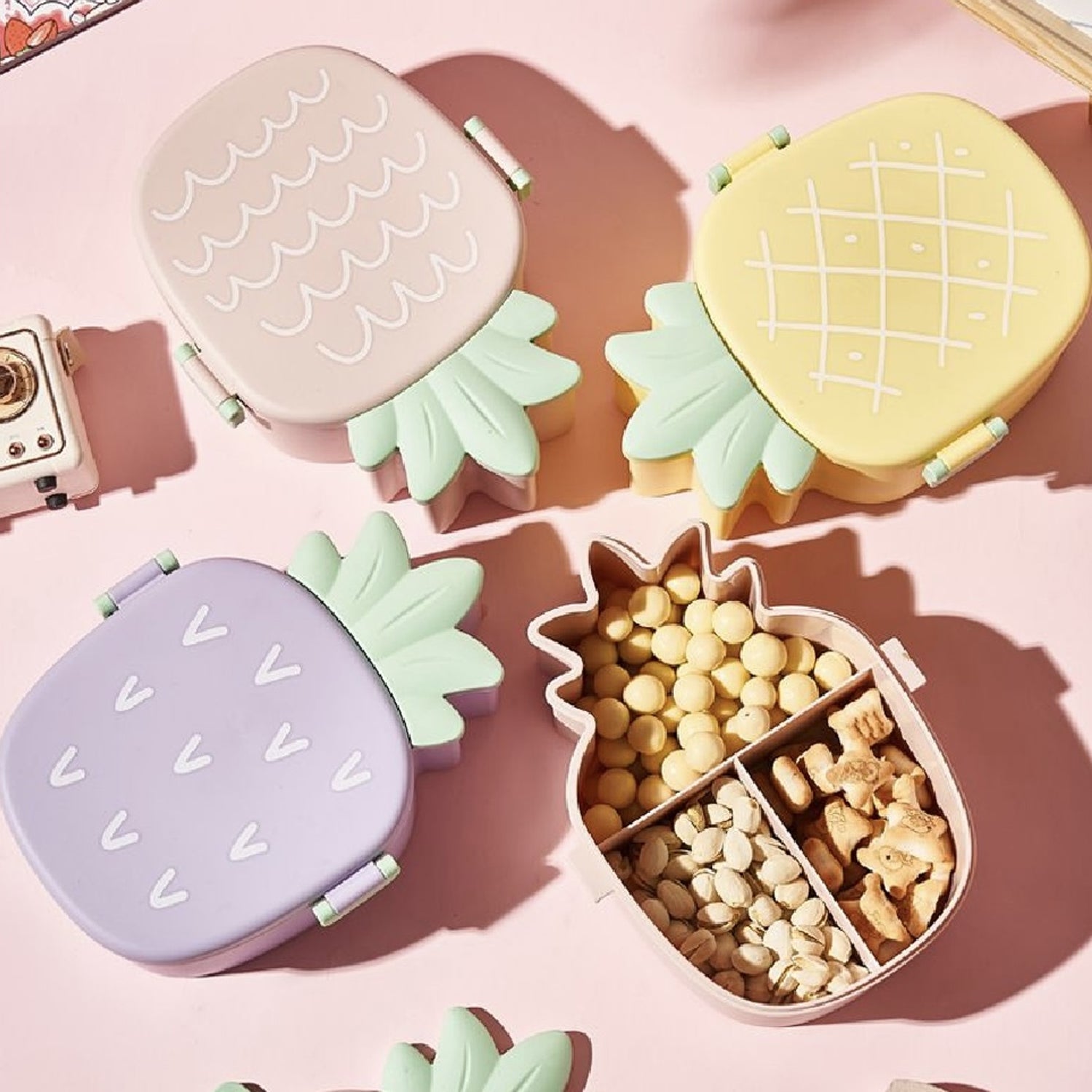 Kids Lunch Box Cute Pineapple Shaped Bento Box with Fork Spoon Snack Container Microwave Portable Office Lunch Box (1 Pc / With Spoon, Fork & Color Box) - Shivani Jaswal Kids Lunch Box Cute Pineapple Shaped Bento Box with Fork Spoon Snack Container Microwave Portable Office Lunch Box (1 Pc / With Spoon, Fork & Color Box)
