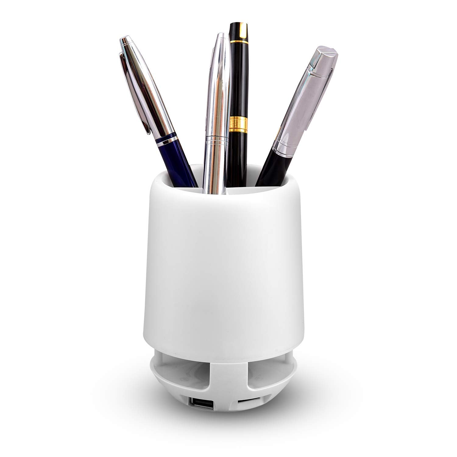 Multifunctional 4-Compartment Pen Holder with 5W Bluetooth Speaker & Smart Color-Changing Desk Lamp - Shivani Jaswal Multifunctional 4-Compartment Pen Holder with 5W Bluetooth Speaker & Smart Color-Changing Desk Lamp
