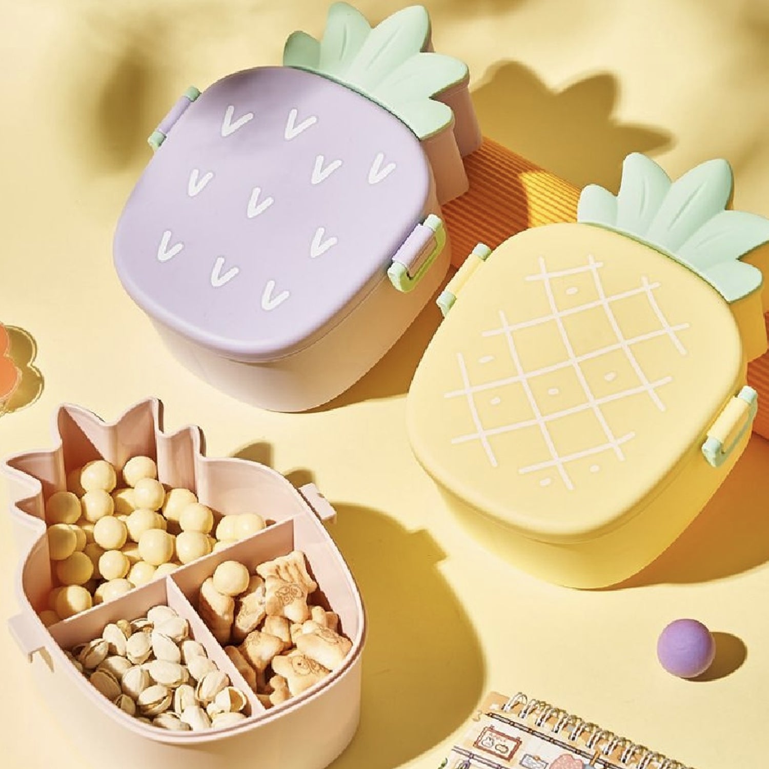 Kids Lunch Box Cute Pineapple Shaped Bento Box with Fork Spoon Snack Container Microwave Portable Office Lunch Box (1 Pc / With Spoon, Fork & Color Box) - Shivani Jaswal Kids Lunch Box Cute Pineapple Shaped Bento Box with Fork Spoon Snack Container Microwave Portable Office Lunch Box (1 Pc / With Spoon, Fork & Color Box)