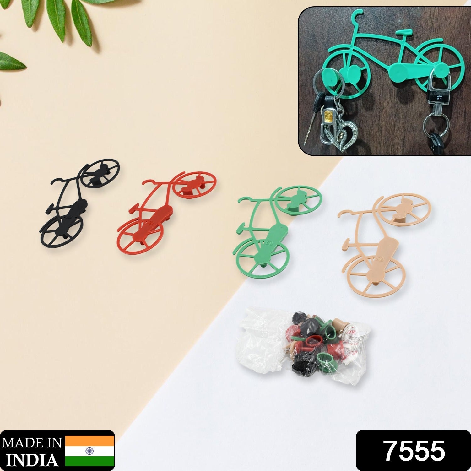 Bicycle Shape Key Chain Holder and wall mount bike hook Key Holders Plastic Key Holder For Home, Office (pack of 4) - Shivani Jaswal Bicycle Shape Key Chain Holder and wall mount bike hook Key Holders Plastic Key Holder For Home, Office (pack of 4)