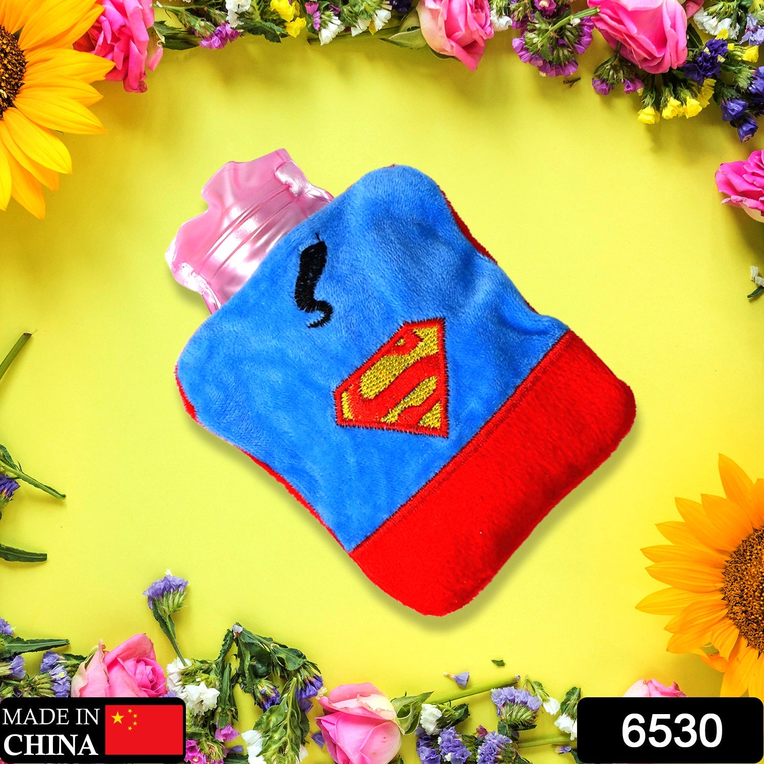 Superman Print Small Hot Water Bag with Cover for Pain Relief - Shivani Jaswal Superman Print Small Hot Water Bag with Cover for Pain Relief