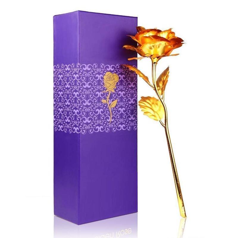 24K Artificial Golden Rose / Gold Red Rose with Gift Box (10 inches) - Shivani Jaswal 24K Artificial Golden Rose / Gold Red Rose with Gift Box (10 inches)