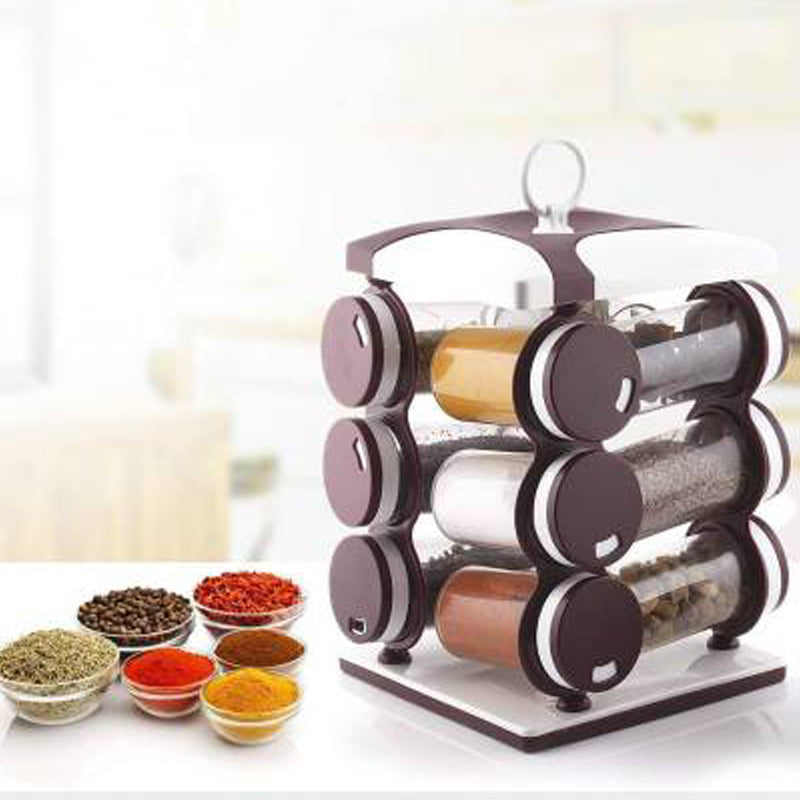 Spice jar Set - Food Grade Plastic 12pcs Spice jar (Brown Box) - Shivani Jaswal Spice jar Set - Food Grade Plastic 12pcs Spice jar (Brown Box)
