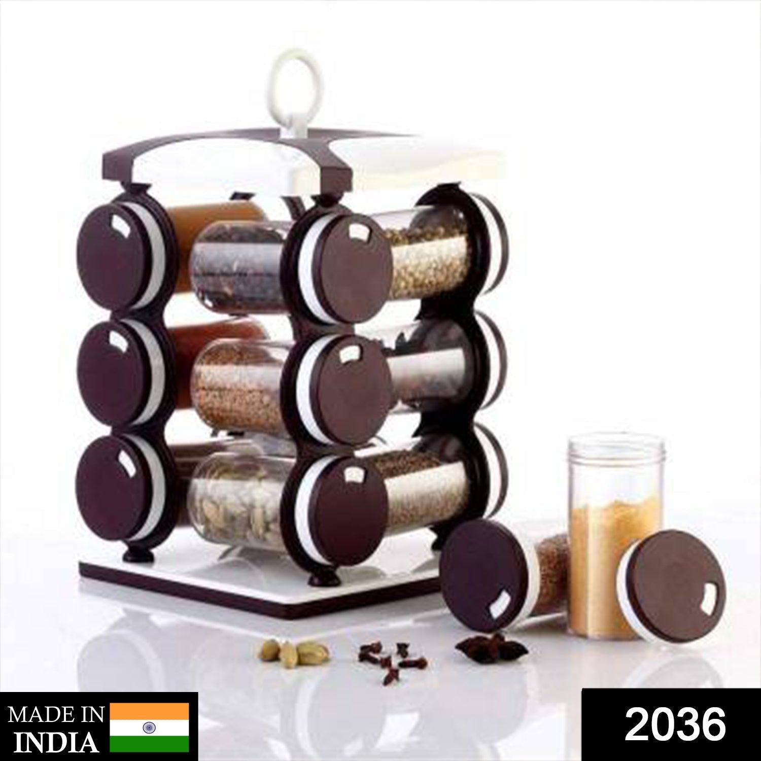 Spice jar Set - Food Grade Plastic 12pcs Spice jar (Brown Box) - Shivani Jaswal Spice jar Set - Food Grade Plastic 12pcs Spice jar (Brown Box)