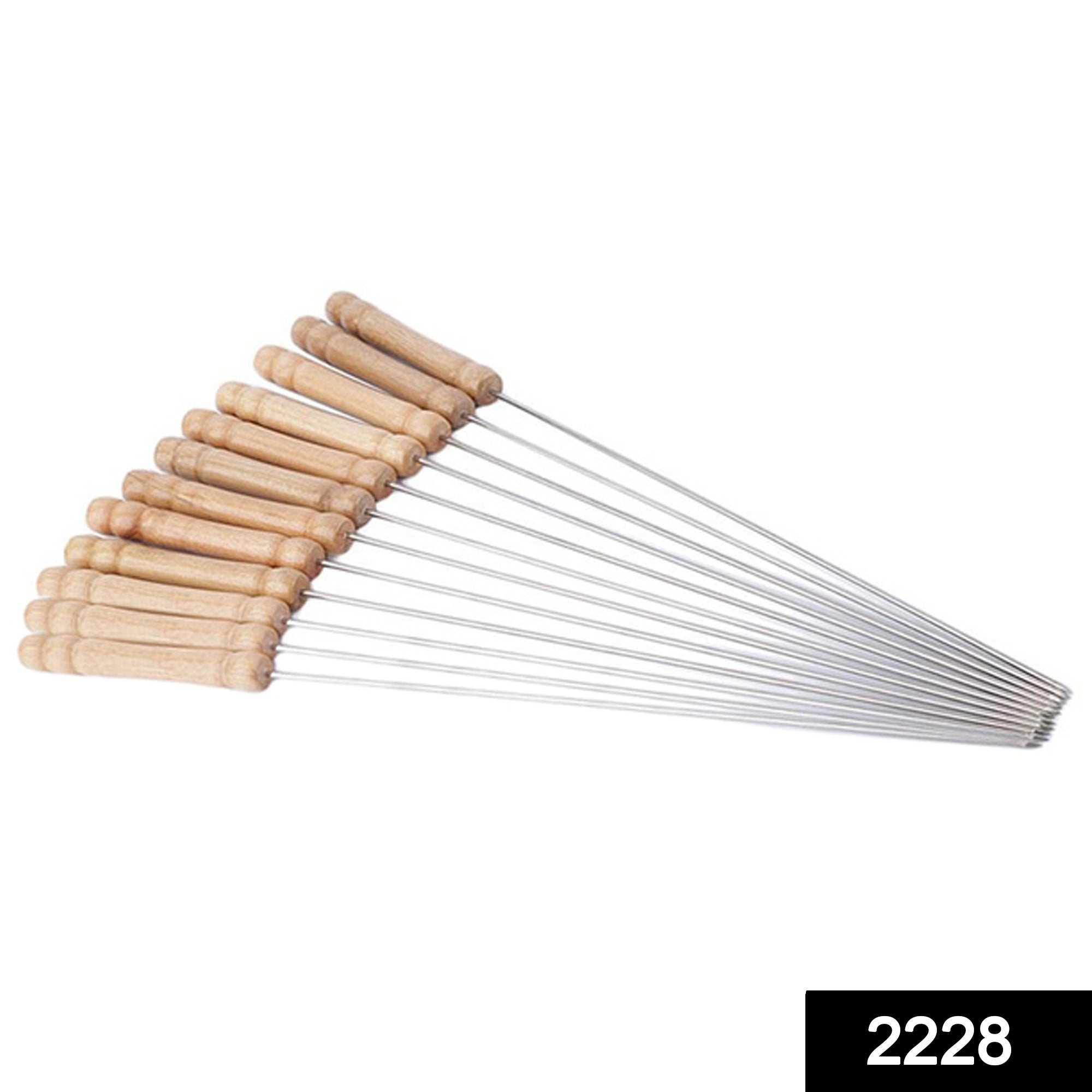 Barbecue Skewers for BBQ Tandoor and Gril with Wooden Handle - Pack of 12 - Shivani Jaswal Barbecue Skewers for BBQ Tandoor and Gril with Wooden Handle - Pack of 12
