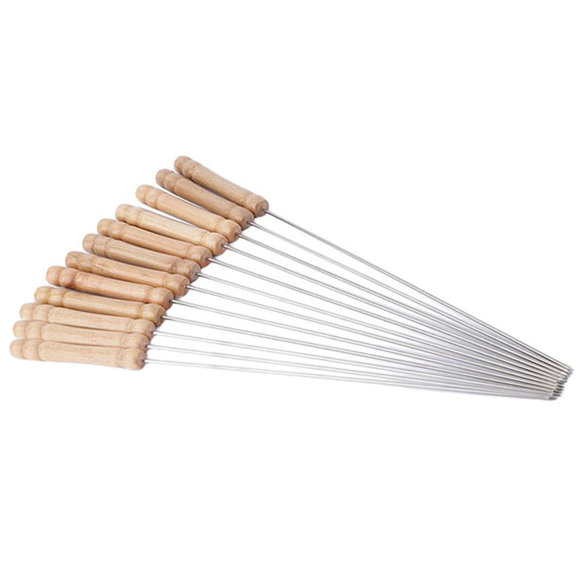 Barbecue Skewers for BBQ Tandoor and Gril with Wooden Handle - Pack of 12 - Shivani Jaswal Barbecue Skewers for BBQ Tandoor and Gril with Wooden Handle - Pack of 12
