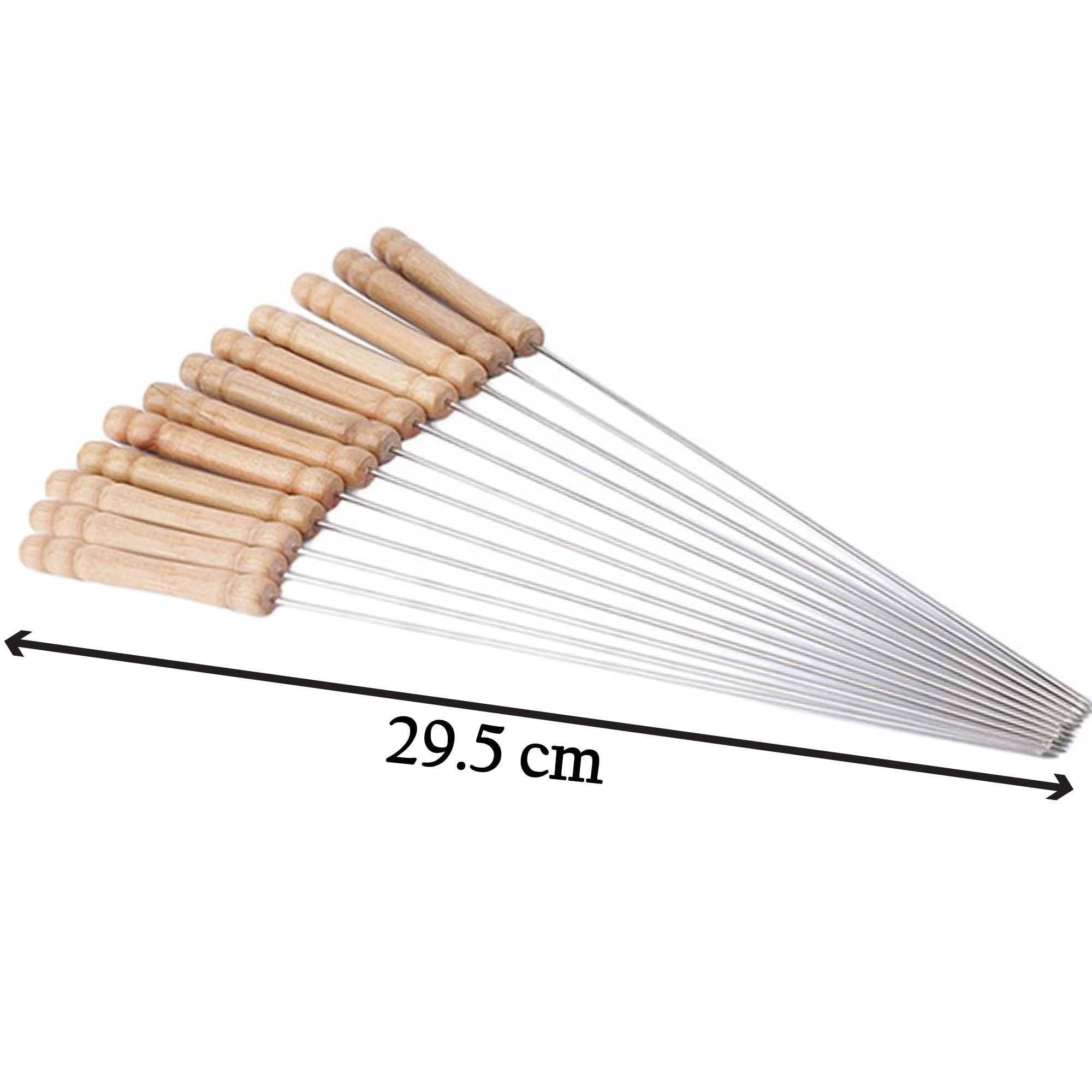 Barbecue Skewers for BBQ Tandoor and Gril with Wooden Handle - Pack of 12 - Shivani Jaswal Barbecue Skewers for BBQ Tandoor and Gril with Wooden Handle - Pack of 12