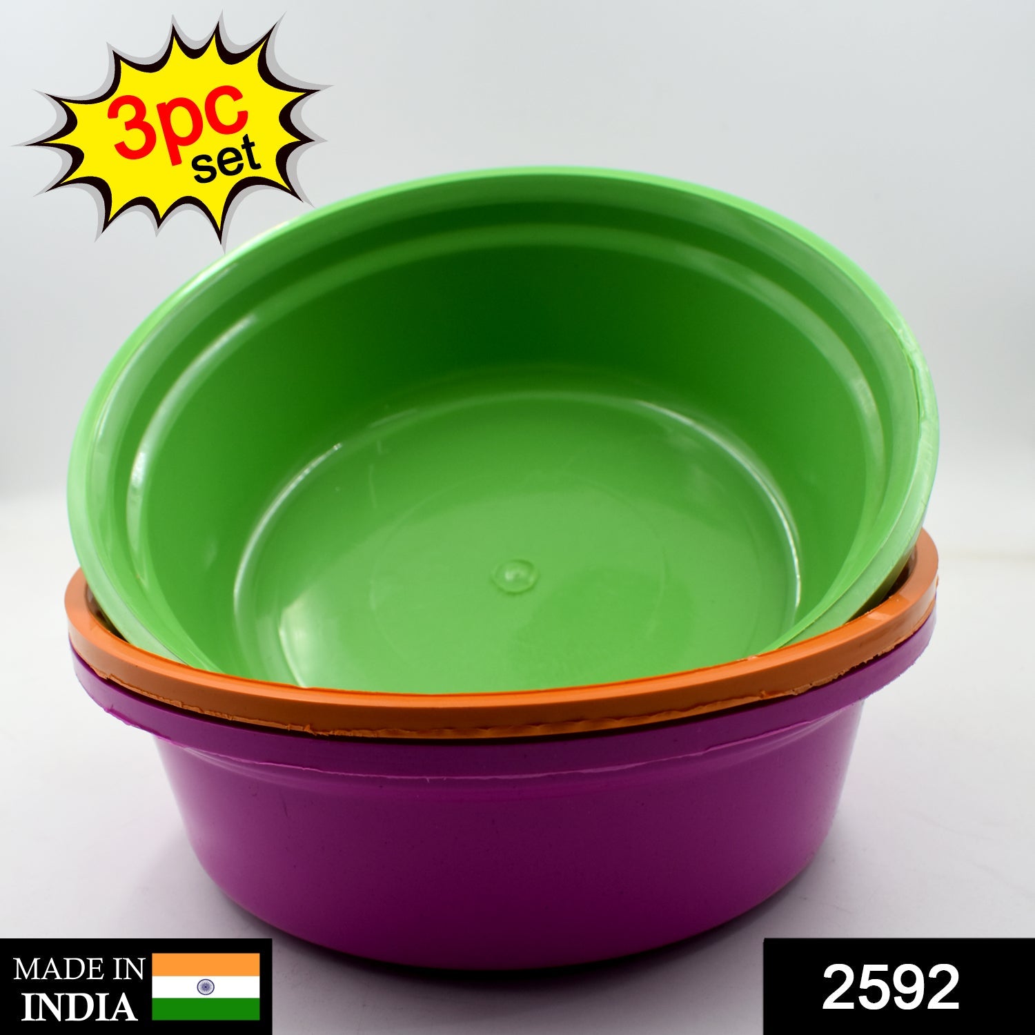 Household Storage Plastic Round Bowl / Tub / Basket / Bucket set - Pack of 3 - Shivani Jaswal Household Storage Plastic Round Bowl / Tub / Basket / Bucket set - Pack of 3