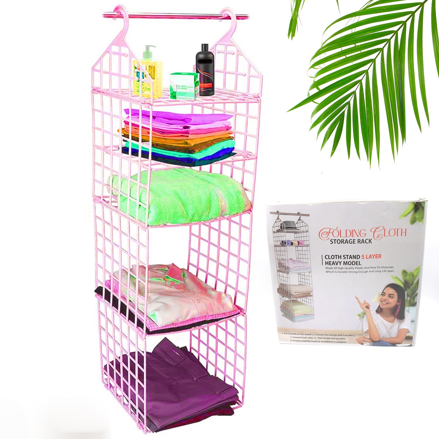 Multipurpose 5 Layer Folding Clothes Storage Racks||Closet for Students Wardrobe Shelves Socks, Scarf, t-Shirt, etc||Hanging Organizer Storage Holders & Racks - Shivani Jaswal Multipurpose 5 Layer Folding Clothes Storage Racks||Closet for Students Wardrobe Shelves Socks, Scarf, t-Shirt, etc||Hanging Organizer Storage Holders & Racks