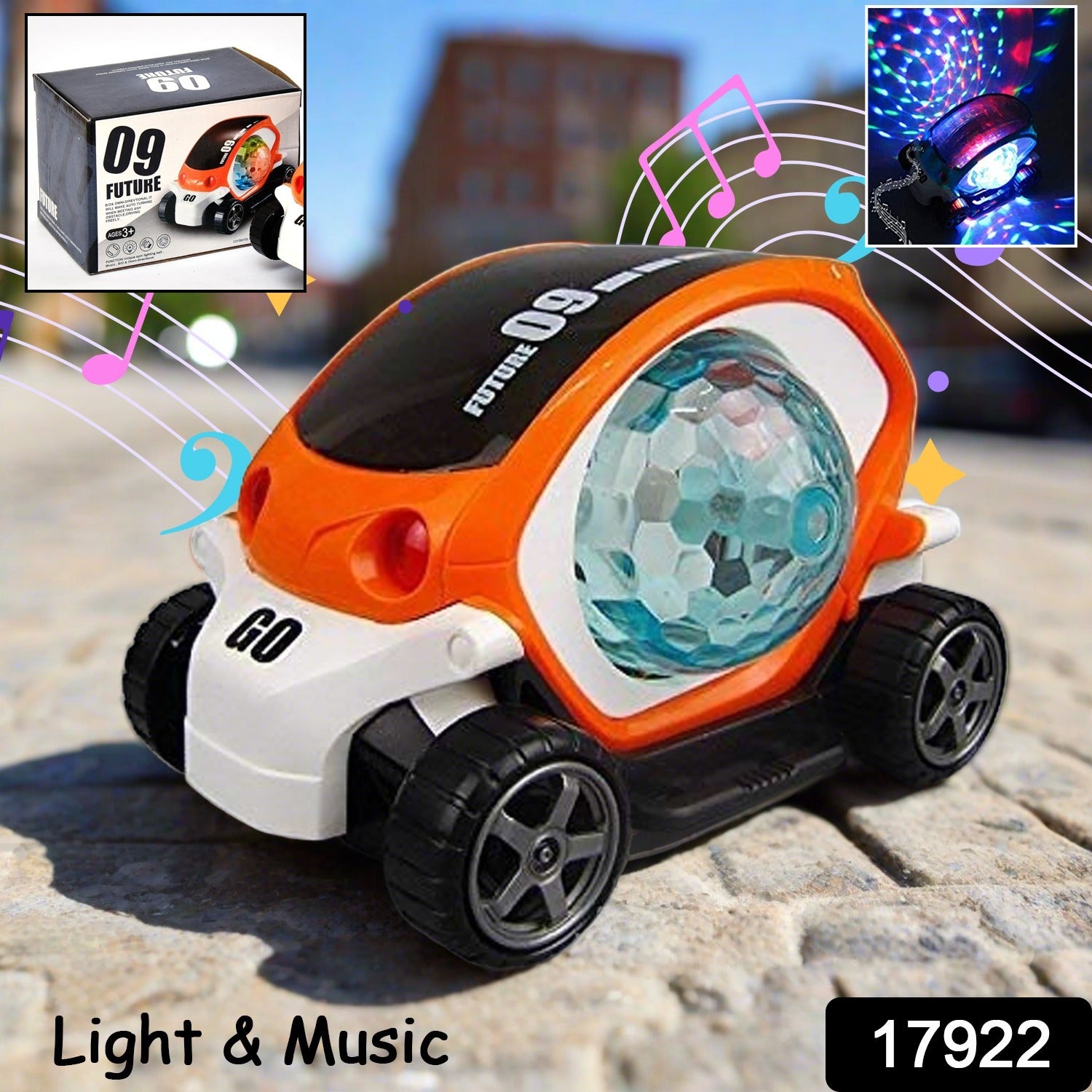 360° Rotating Stunt Car Toy – Bump & Go with 4D Lights, Music & Disco Ball (1 Pc, Battery Not Included) - Shivani Jaswal 360° Rotating Stunt Car Toy – Bump & Go with 4D Lights, Music & Disco Ball (1 Pc, Battery Not Included)