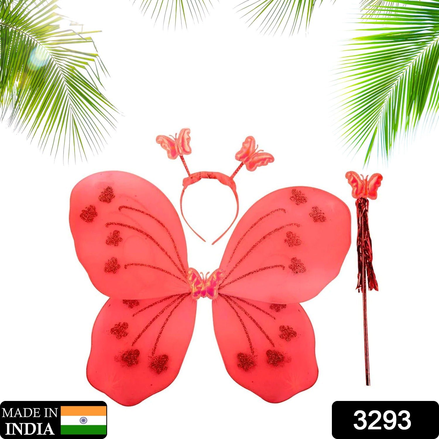 Baby Girl's Fairy Nylon Butterfly Wings Costume Butterfly Fairy Angel Wing| Wand And Hairband Multi- Color For Party (1pc) - Shivani Jaswal Baby Girl's Fairy Nylon Butterfly Wings Costume Butterfly Fairy Angel Wing| Wand And Hairband Multi- Color For Party (1pc)