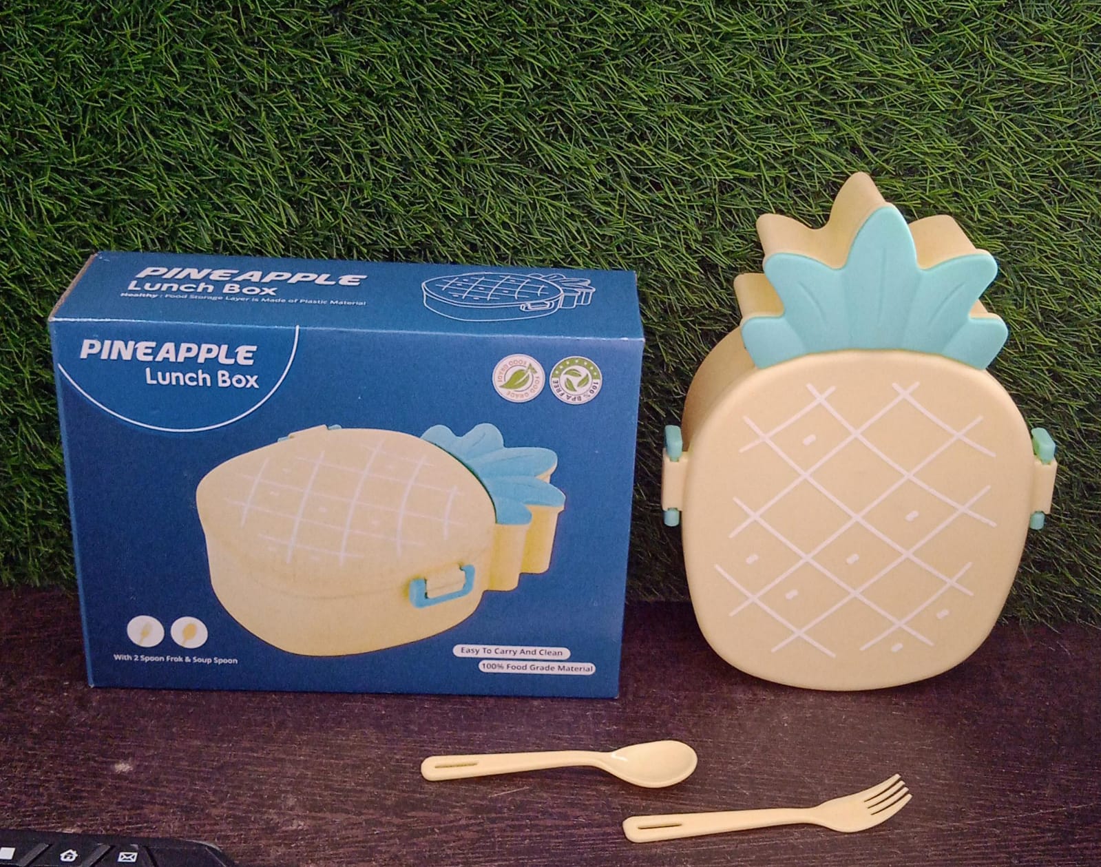 Kids Lunch Box Cute Pineapple Shaped Bento Box with Fork Spoon Snack Container Microwave Portable Office Lunch Box (1 Pc / With Spoon, Fork & Color Box) - Shivani Jaswal Kids Lunch Box Cute Pineapple Shaped Bento Box with Fork Spoon Snack Container Microwave Portable Office Lunch Box (1 Pc / With Spoon, Fork & Color Box)