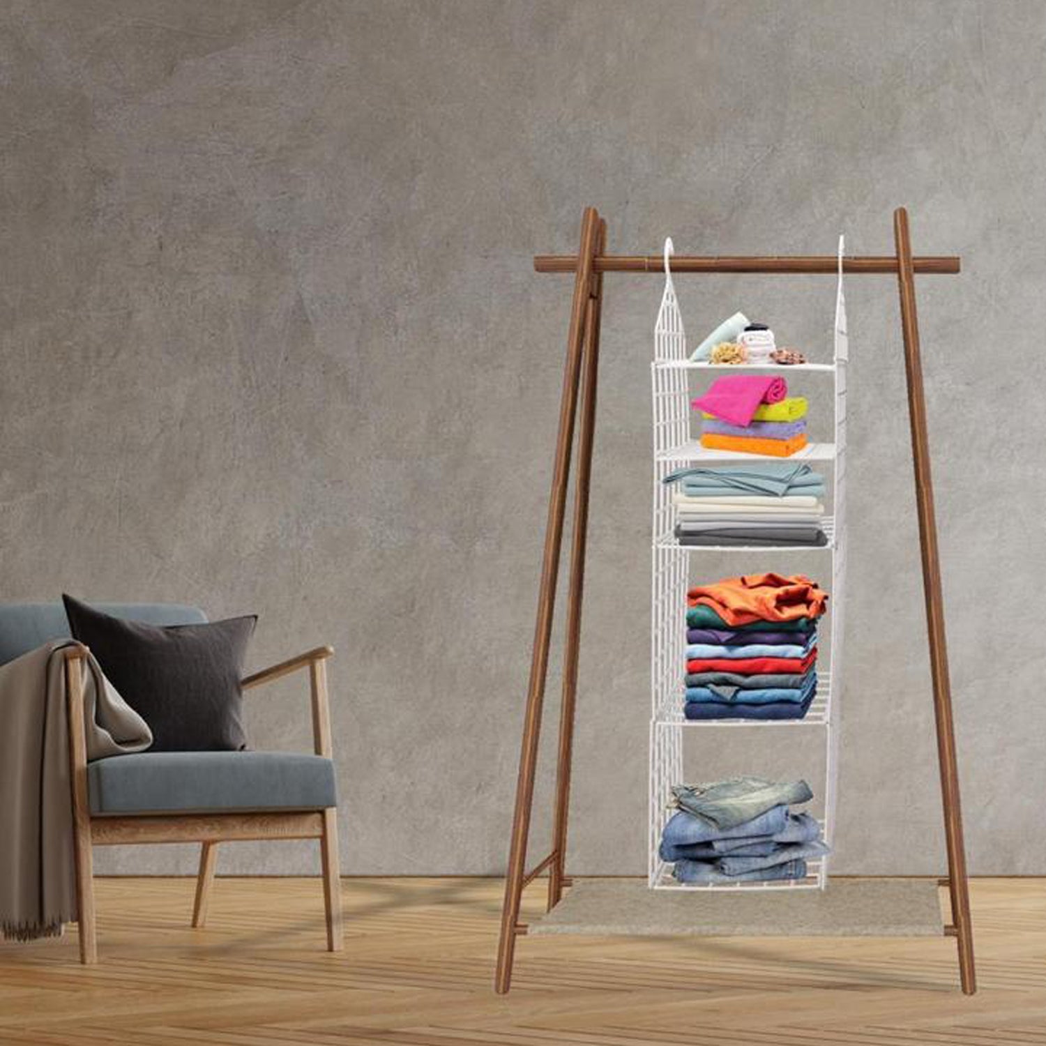 Multipurpose 5 Layer Folding Clothes Storage Racks||Closet for Students Wardrobe Shelves Socks, Scarf, t-Shirt, etc||Hanging Organizer Storage Holders & Racks - Shivani Jaswal Multipurpose 5 Layer Folding Clothes Storage Racks||Closet for Students Wardrobe Shelves Socks, Scarf, t-Shirt, etc||Hanging Organizer Storage Holders & Racks