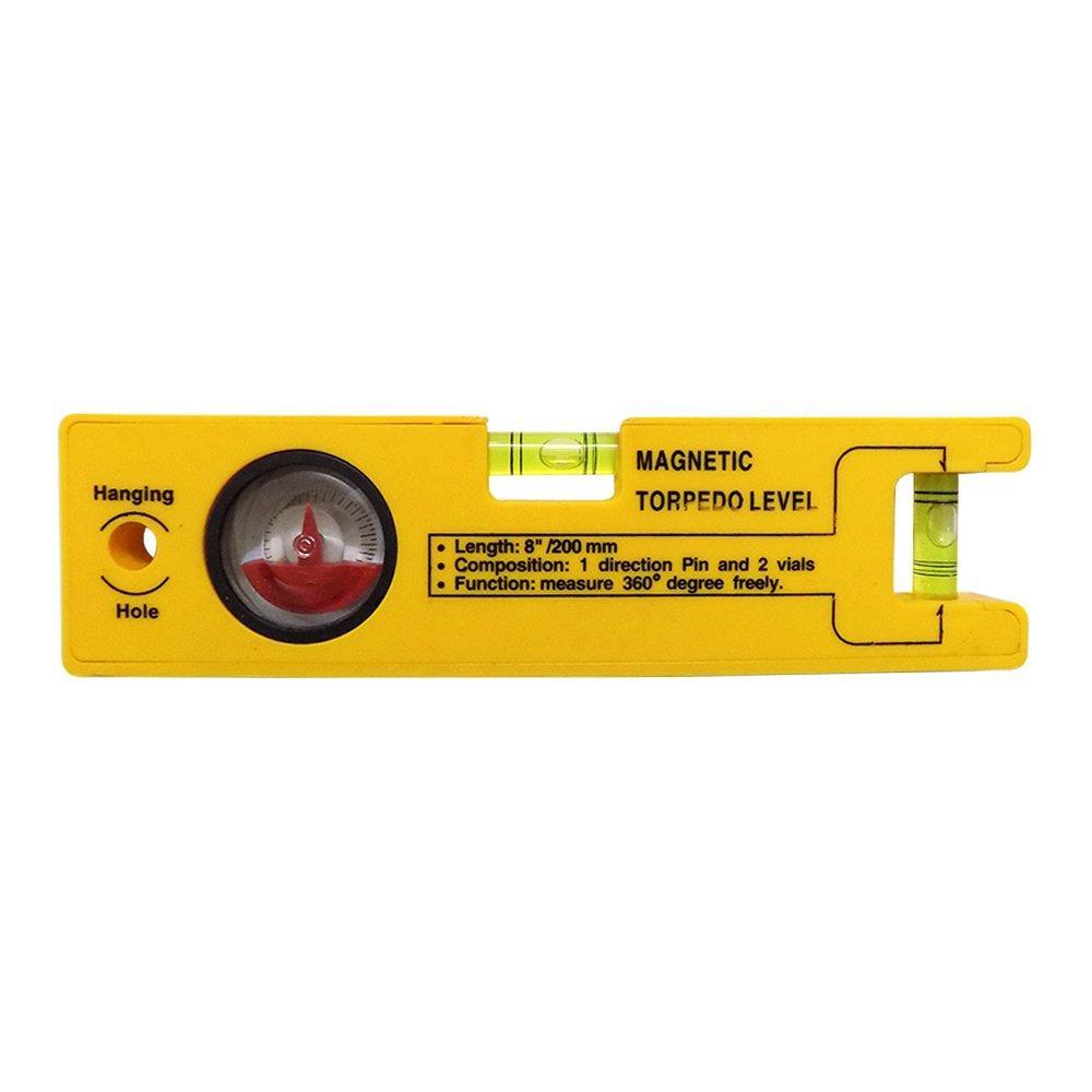 8-inch Magnetic Torpedo Level with 1 Direction Pin, 2 Vials and 360 Degree View - Shivani Jaswal 8-inch Magnetic Torpedo Level with 1 Direction Pin, 2 Vials and 360 Degree View