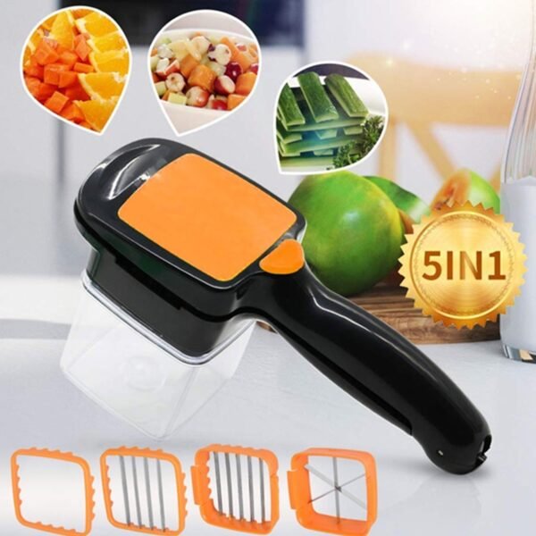 5 In 1 Nicer Dicer used for cutting and shredding of various types of food stuff in all kitchen purposes.