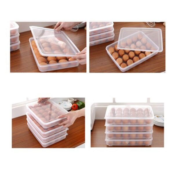 24 Grids Plastic Egg Box Container Holder Tray for Fridge with Lid for 2 Dozen Egg Tray