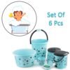 PLASTIC BATHROOM ACCESSORIES SET 6 PCS BATH SET BATHROOM BUCKET WITH DUSTBIN MUG, STOOL, SOAP CASE,TUB