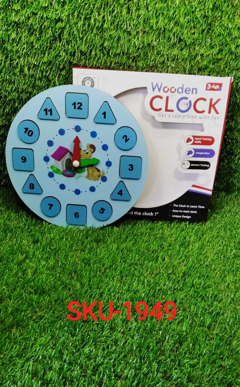 AT49 Wooden Clock Toy and game for kids and babies for playing and enjoying purposes. - Shivani Jaswal AT49 Wooden Clock Toy and game for kids and babies for playing and enjoying purposes.