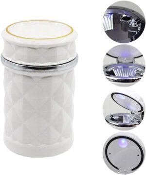 Car Cupholder LED Ashtray â€“ Portable with Blue Light, Lid & Waste Bin, Cigarette Ashtray