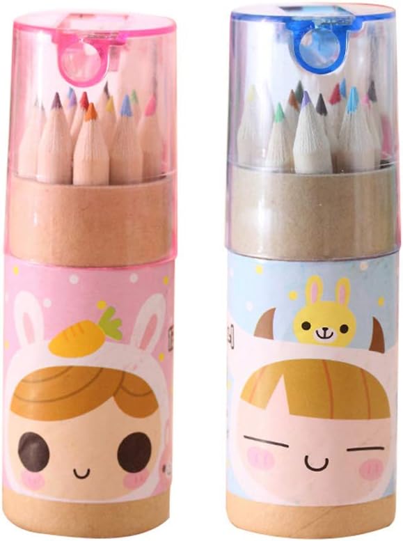 12 Mini Colouring Pencils with Sharpener, Kids Drawing Set for School & Sketching - Shivani Jaswal 12 Mini Colouring Pencils with Sharpener, Kids Drawing Set for School & Sketching
