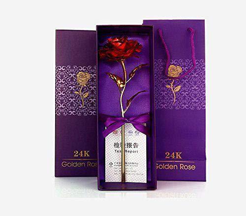 24K Artificial Golden Rose / Gold Red Rose with Gift Box (10 inches) - Shivani Jaswal 24K Artificial Golden Rose / Gold Red Rose with Gift Box (10 inches)