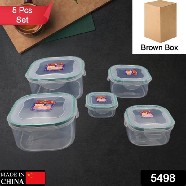 Kitchen Storage Containers Set Ã¢â‚¬â€œ Fridge Storage, Plastic Organizer, Snap-Seal Lunch Box (5 Pcs Set)