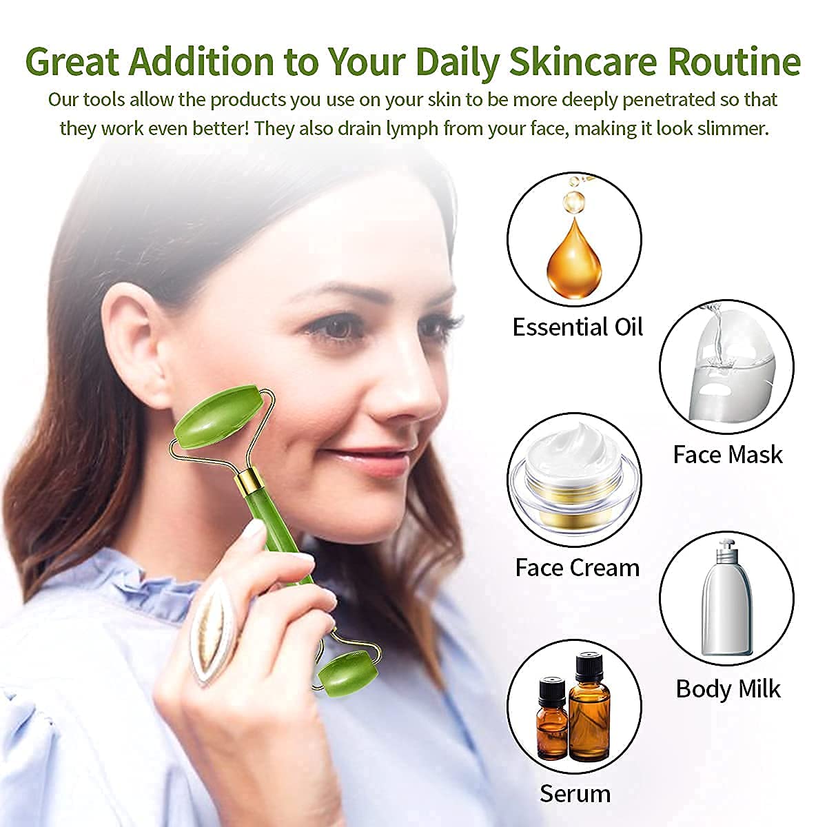 Jade Roller & Gua Sha Set – Natural Face Massager for Anti-Aging, Glowing Skin & Face Shaping (1 Pc) - Shivani Jaswal Jade Roller & Gua Sha Set – Natural Face Massager for Anti-Aging, Glowing Skin & Face Shaping (1 Pc)