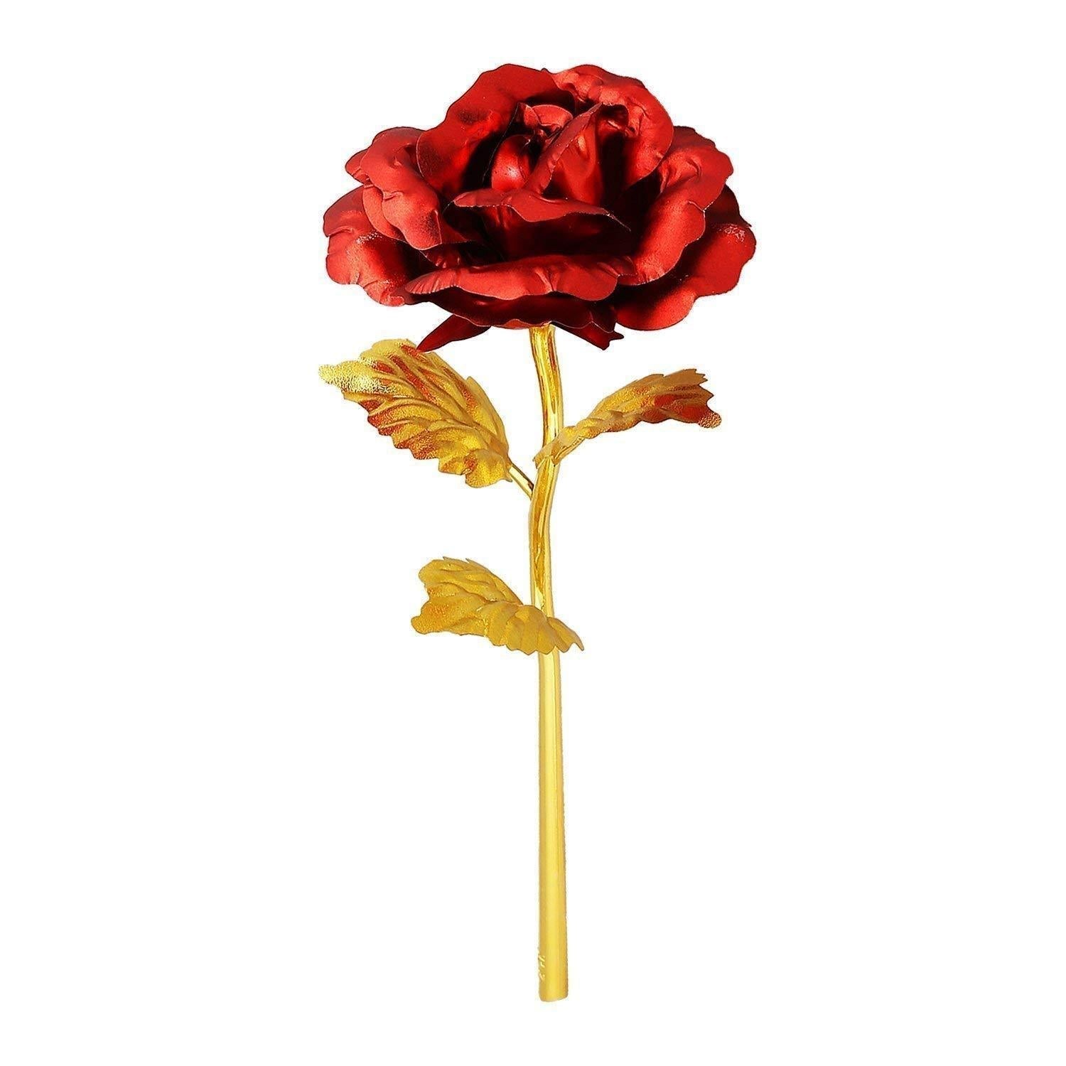 24K Artificial Golden Rose / Gold Red Rose with Gift Box (10 inches) - Shivani Jaswal 24K Artificial Golden Rose / Gold Red Rose with Gift Box (10 inches)