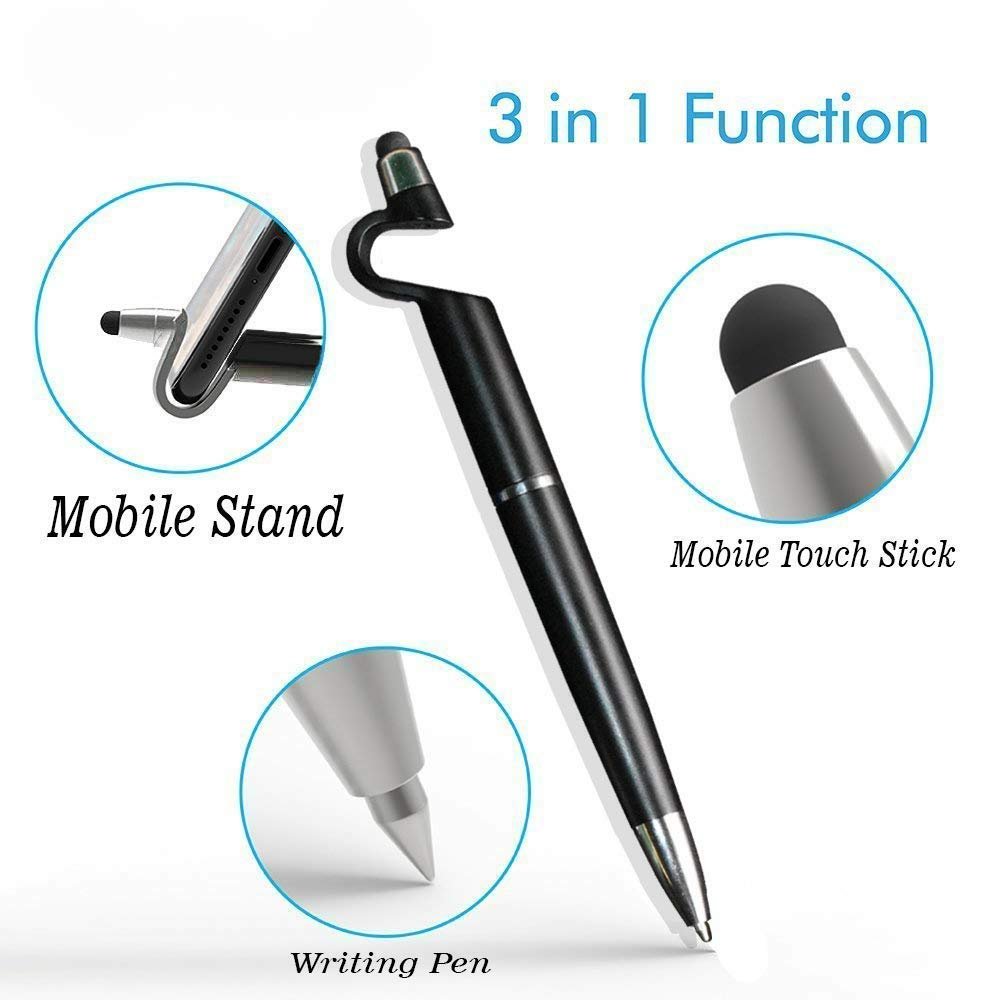 3 in 1 point Function Stylus Pen with Mobile Stand - Shivani Jaswal 3 in 1 point Function Stylus Pen with Mobile Stand