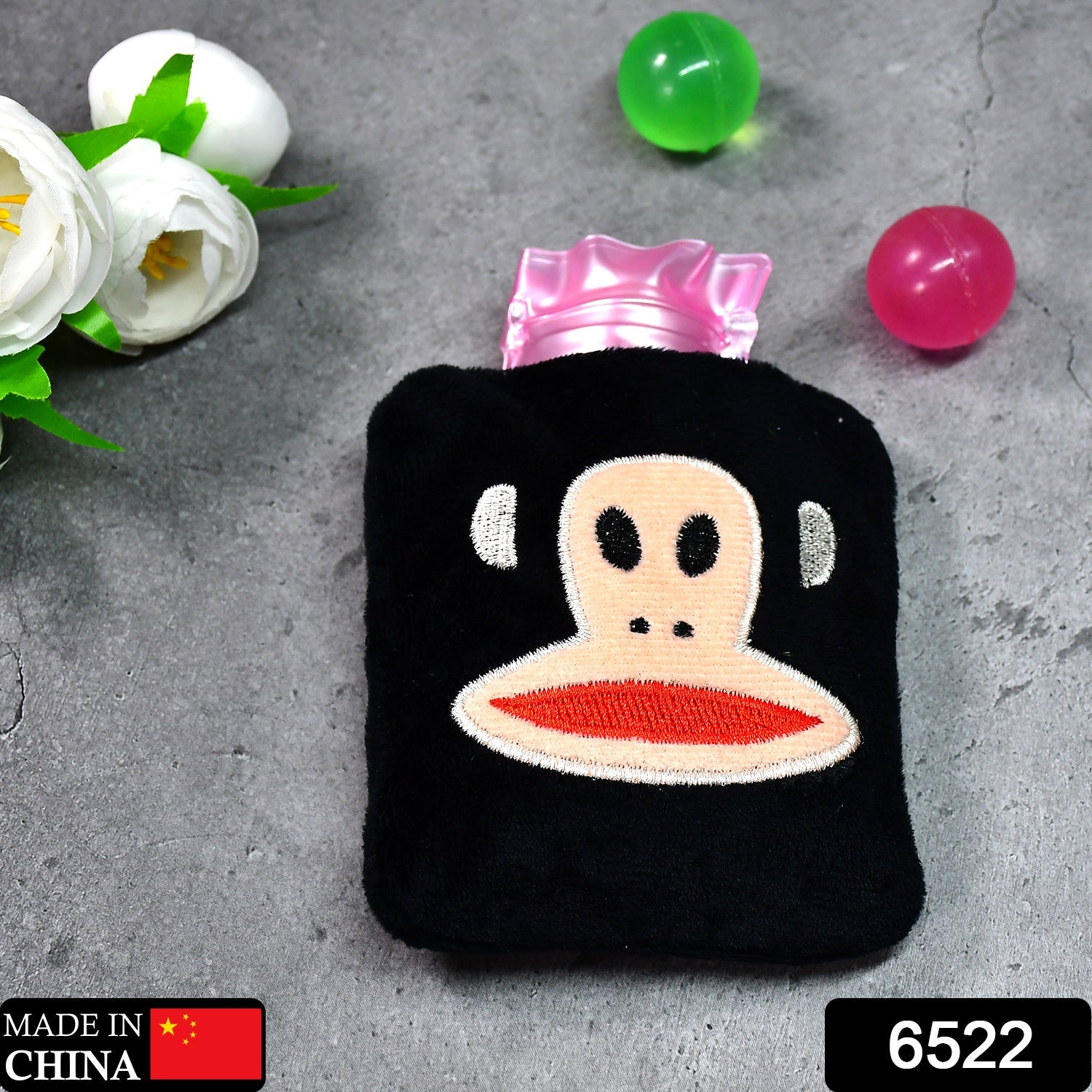 Black Monkey Small Hot Water Bag with Cover for Pain Relief - Shivani Jaswal Black Monkey Small Hot Water Bag with Cover for Pain Relief