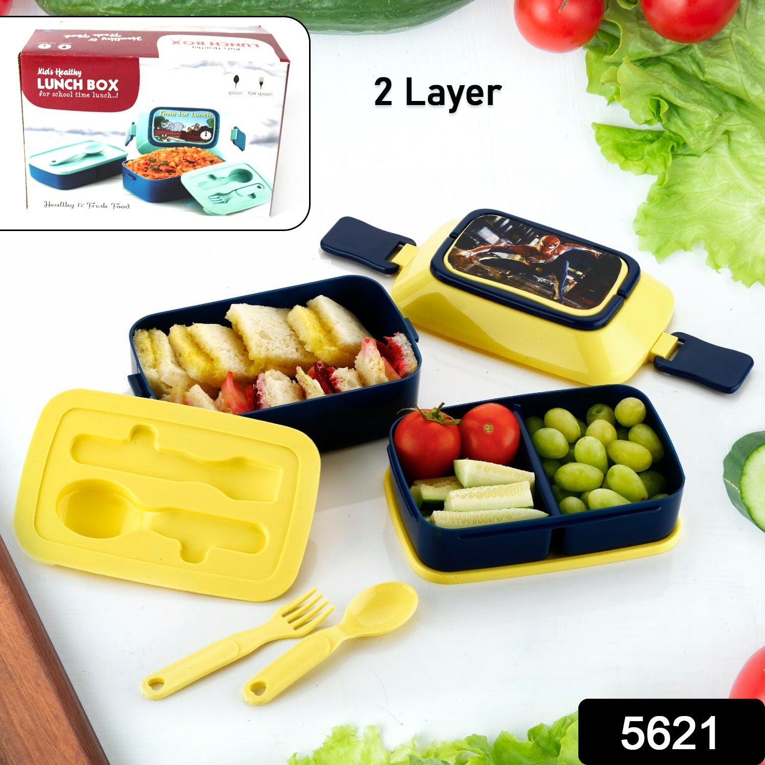 5621 Double Layer Lunch Box Stylish Lid Lunch Box With Fork & Spoon Lunch Box For Children School Lunch Box - Shivani Jaswal 5621 Double Layer Lunch Box Stylish Lid Lunch Box With Fork & Spoon Lunch Box For Children School Lunch BoxÂ