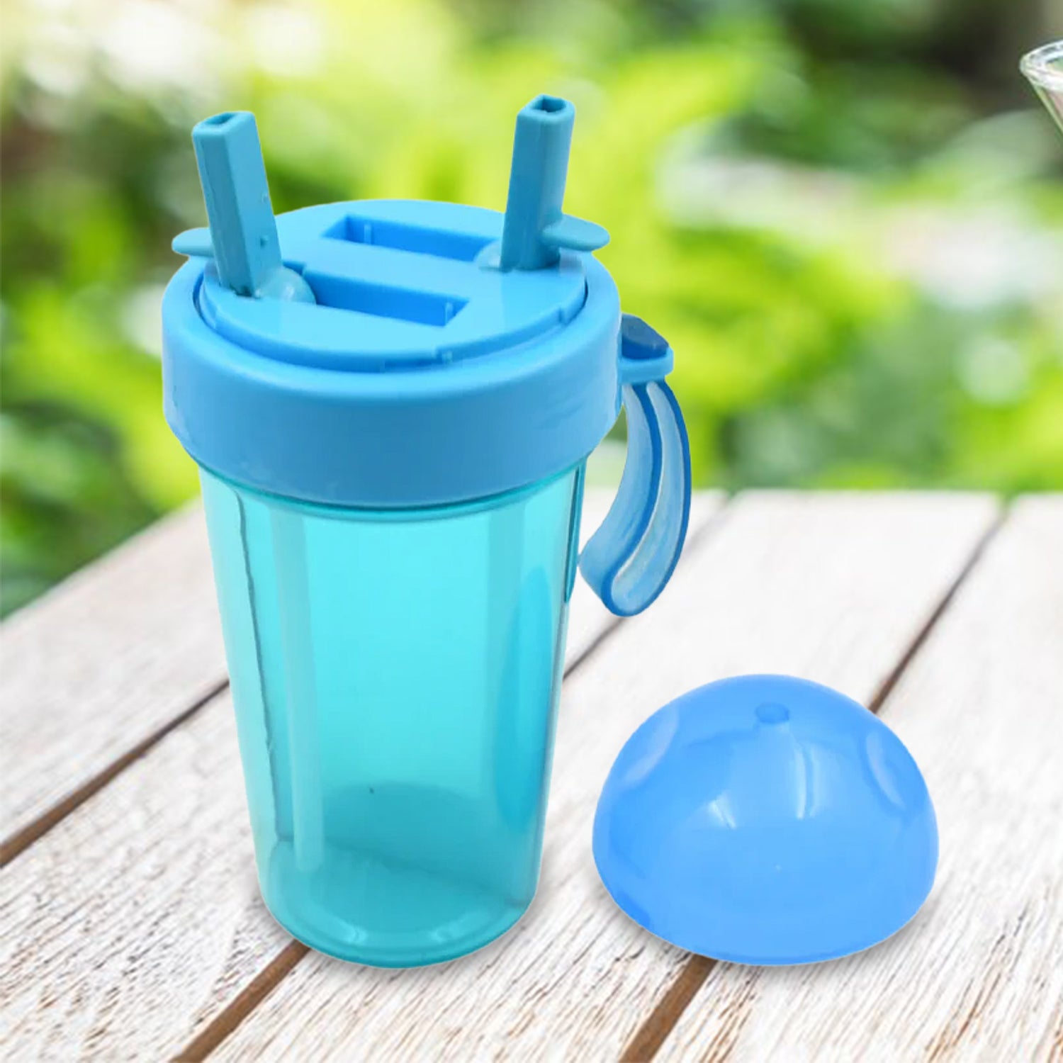 2 Drinks in 1 Cup Water Bottle, Stable Sturdy Dual Use Bottle 2 Straws for Shopping Travel for Outdoor Activities (1 Pc) - Shivani Jaswal 2 Drinks in 1 Cup Water Bottle, Stable Sturdy Dual Use Bottle 2 Straws for Shopping Travel for Outdoor Activities (1 Pc)