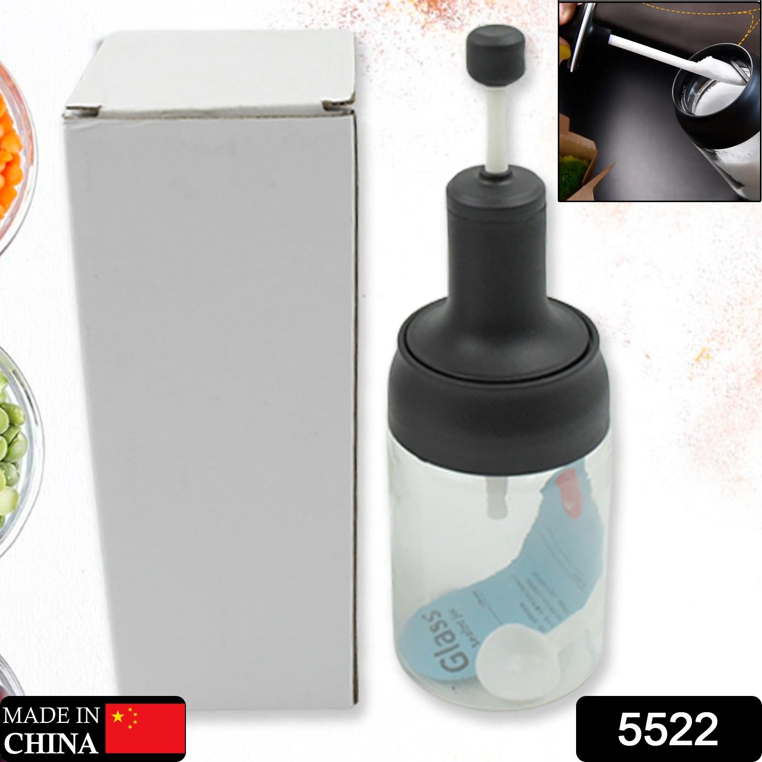 All-in-One Seasoning Jar: Heat-Resistant Glass with Spoon (1 Pc) - Shivani Jaswal All-in-One Seasoning Jar: Heat-Resistant Glass with Spoon (1 Pc)