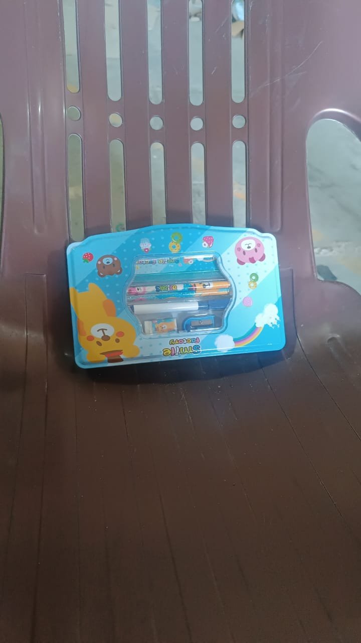 Cartoon Metal Compass Box for Kids with Stationery (6 Pc Set) - Shivani Jaswal Cartoon Metal Compass Box for Kids with Stationery (6 Pc Set)