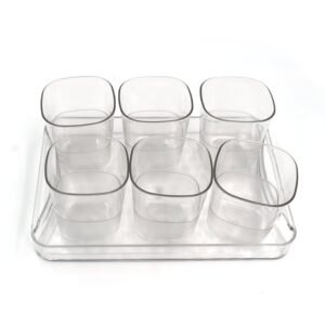 6pc Glasses Set With tray Stylish Transparent Water Glass / Juice Glass / Beer Glass / Wine Glass Plastic Glass Set