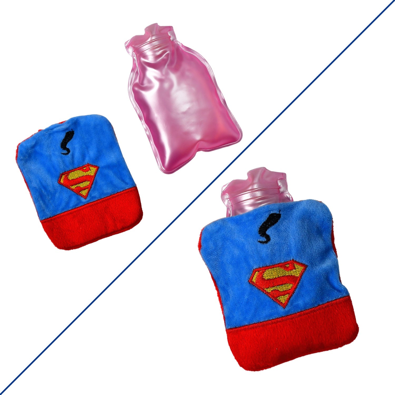Superman Print Small Hot Water Bag with Cover for Pain Relief - Shivani Jaswal Superman Print Small Hot Water Bag with Cover for Pain Relief