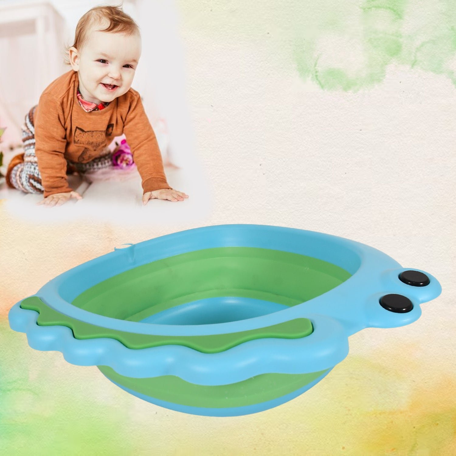 Frog Shape Foldable Baby Wash Basin, Space-Saving Lightweight Face Washing Tub (33×31cm / 1 Pc) - Shivani Jaswal Frog Shape Foldable Baby Wash Basin, Space-Saving Lightweight Face Washing Tub (33×31cm / 1 Pc)