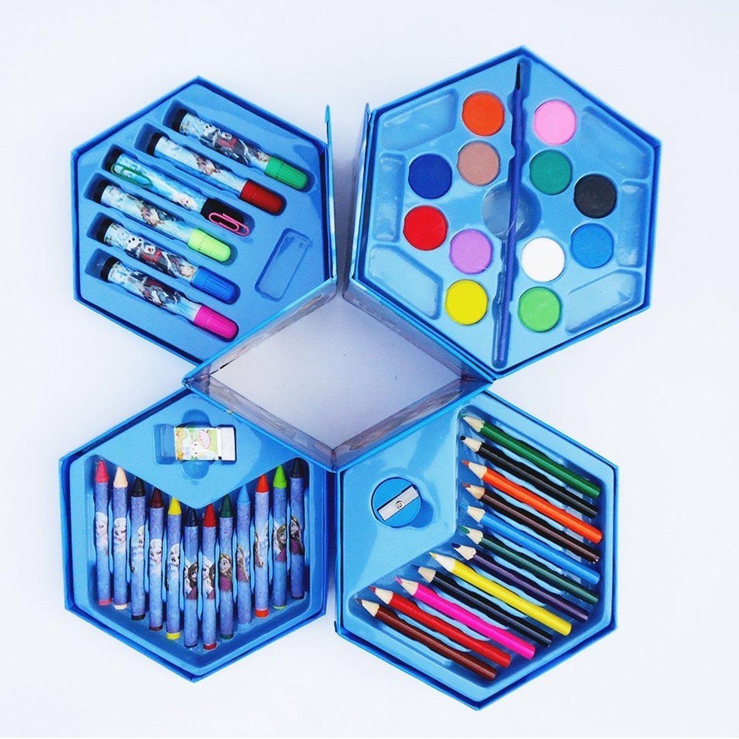 46 Pcs Plastic Art Colour Set with Color , Crayons, Oil Pastel and Sketch Pens - Shivani Jaswal 46 Pcs Plastic Art Colour Set with Color , Crayons, Oil Pastel and Sketch Pens