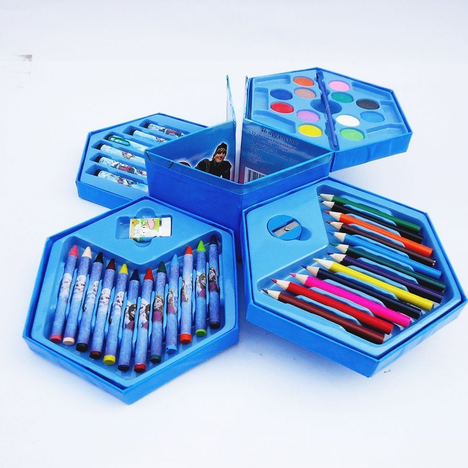 46 Pcs Plastic Art Colour Set with Color , Crayons, Oil Pastel and Sketch Pens - Shivani Jaswal 46 Pcs Plastic Art Colour Set with Color , Crayons, Oil Pastel and Sketch Pens