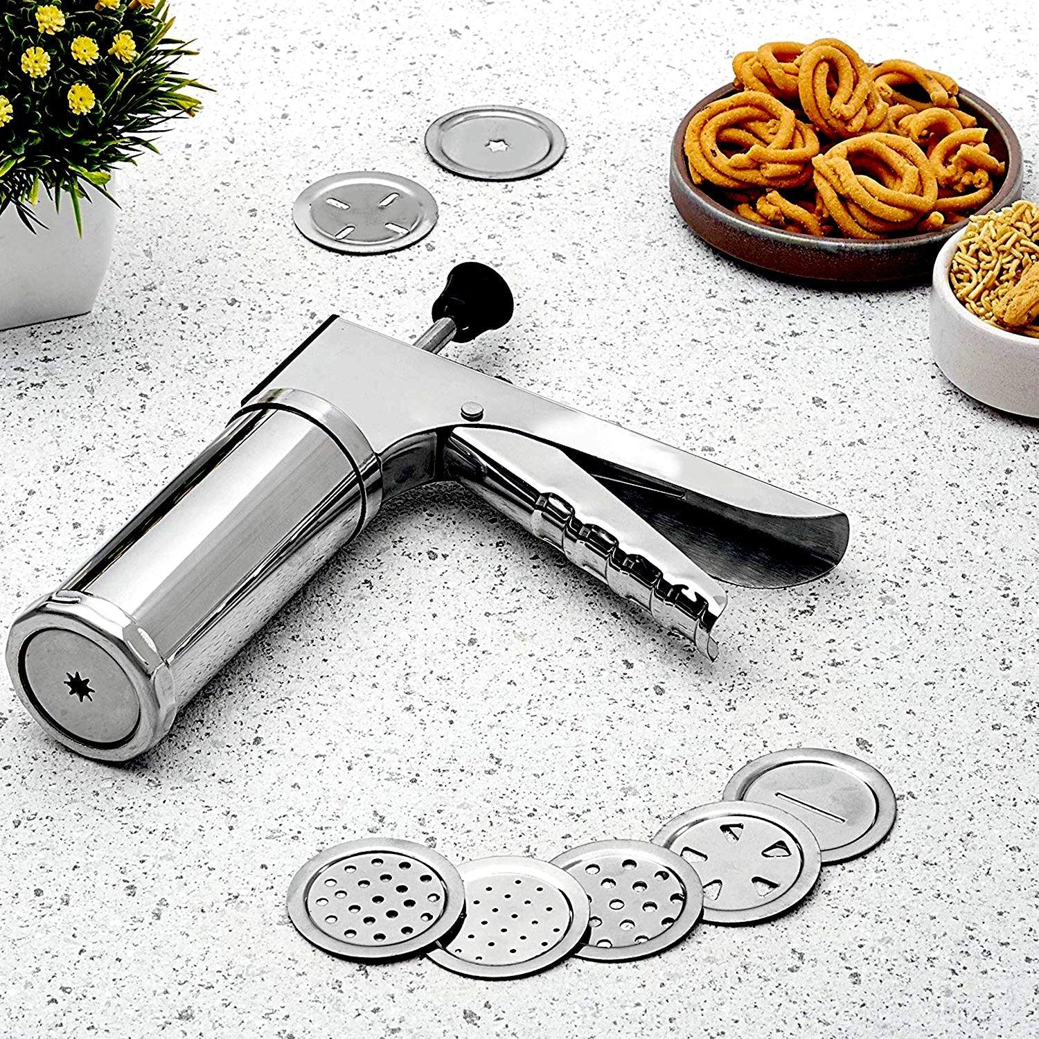 15 in 1 Stainless Steel Kitchen Press with Different Parts - Shivani Jaswal 15 in 1 Stainless Steel Kitchen Press with Different Parts