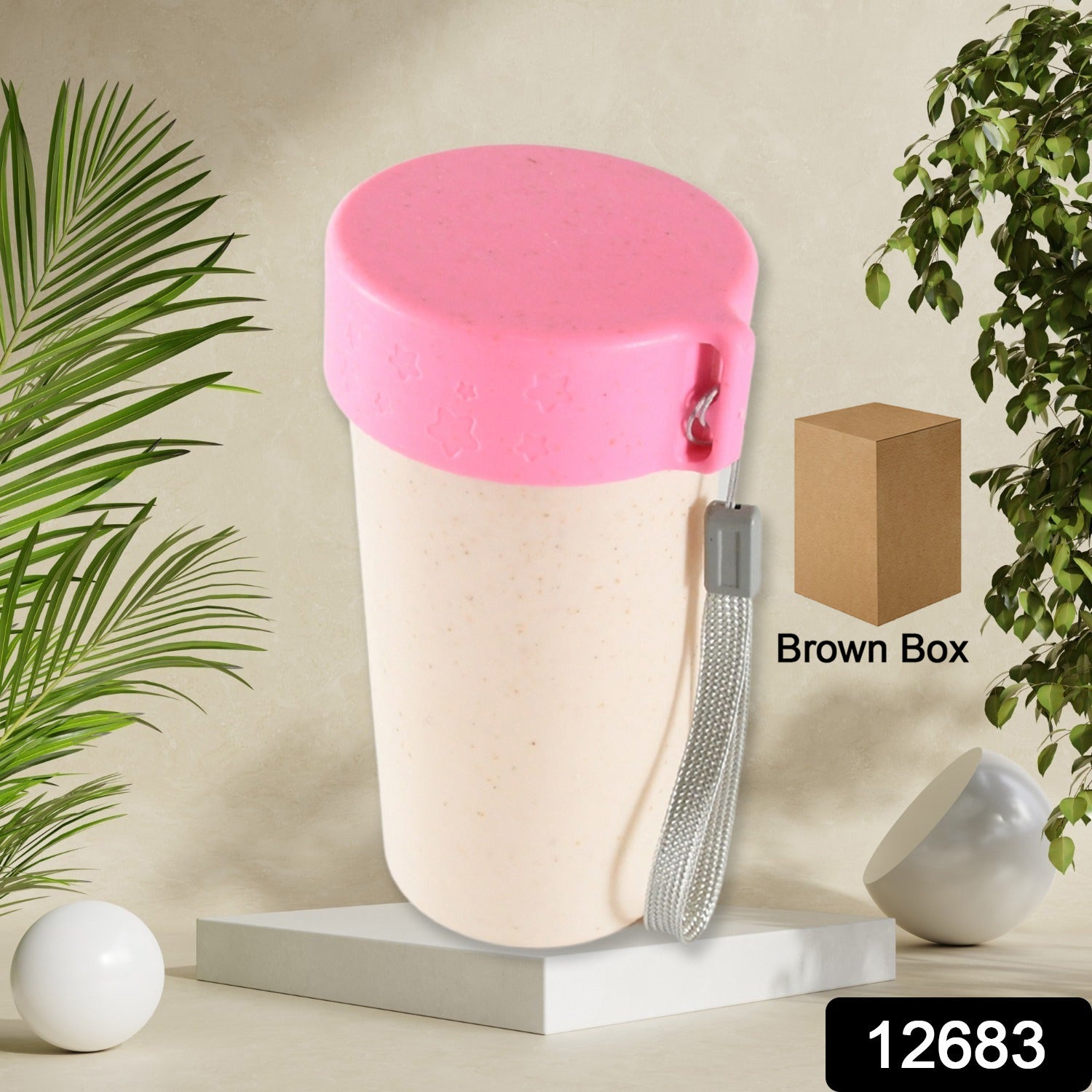 Travel Coffee Cup Portable Water Bottle Wheat Straw Coffee Tea Mug Coffee Mug with Lids for Coffee Tea (300 ML Approx) - Shivani Jaswal Travel Coffee Cup Portable Water Bottle Wheat Straw Coffee Tea Mug Coffee Mug with Lids for Coffee Tea (300 ML Approx)