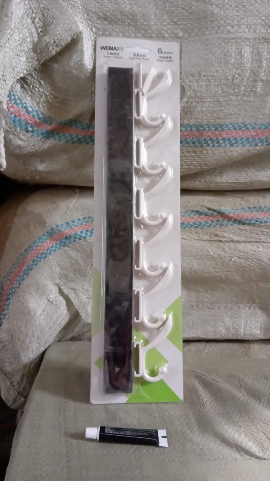 Wall Door Hook Rail | 6 Hook Hanger for Clothes & Hats | With Eco-Friendly Adhesive - Shivani Jaswal Wall Door Hook Rail | 6 Hook Hanger for Clothes & Hats | With Eco-Friendly Adhesive