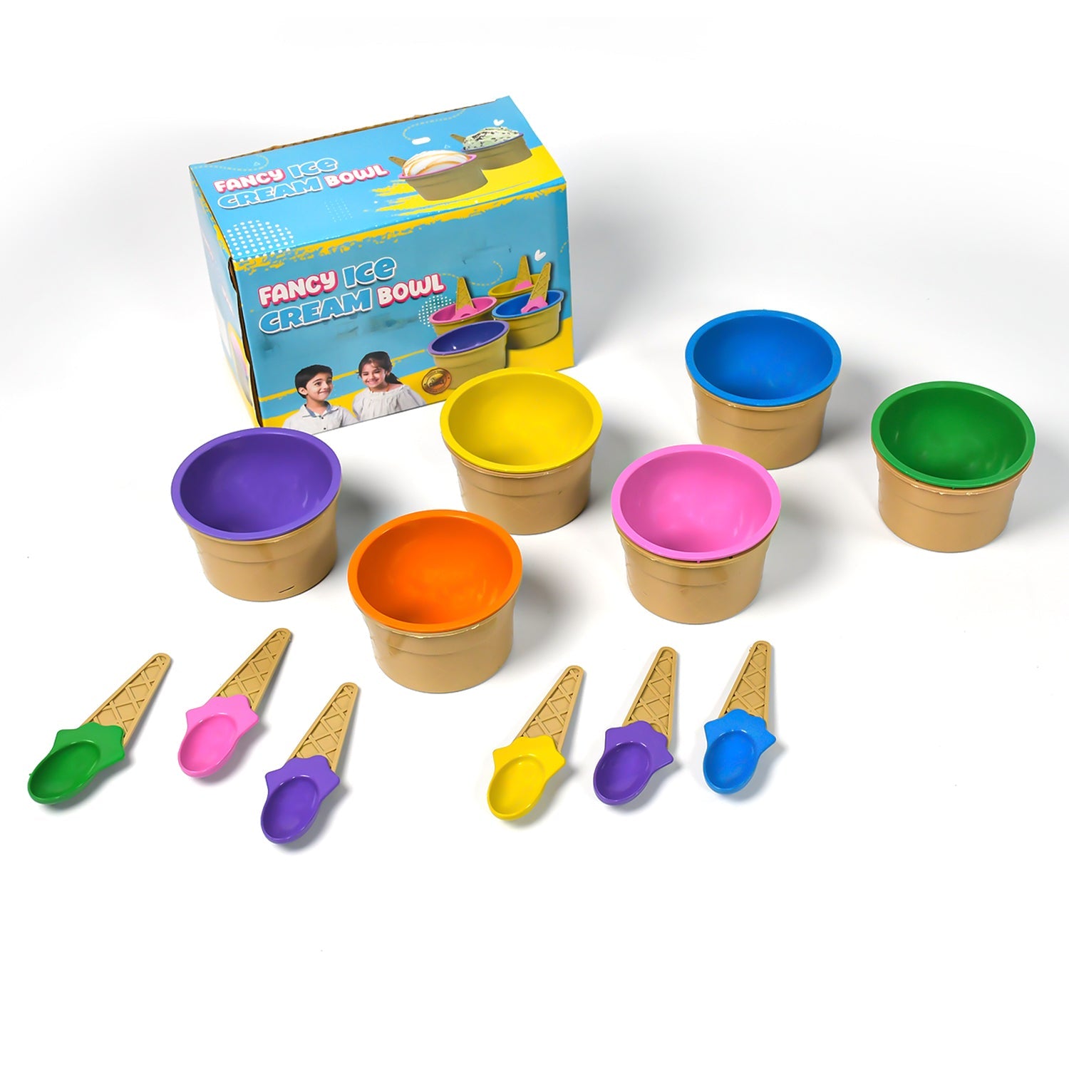 Premium Ice Cream Waffle Spoon Bowl Set (6-Piece , Color Box) - Shivani Jaswal Premium Ice Cream Waffle Spoon Bowl Set (6-Piece , Color Box)