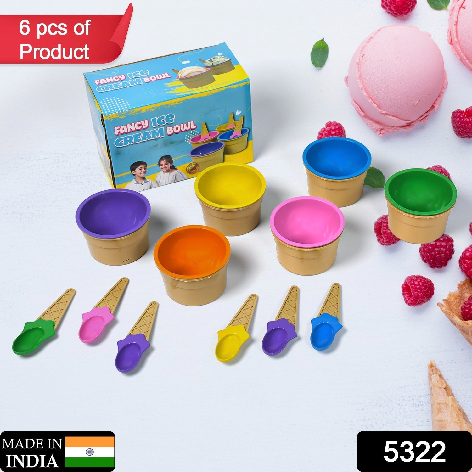 Premium Ice Cream Waffle Spoon Bowl Set (6-Piece , Color Box) - Shivani Jaswal Premium Ice Cream Waffle Spoon Bowl Set (6-Piece , Color Box)