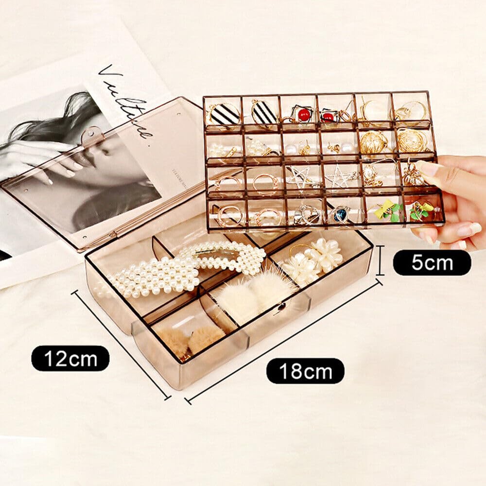 2 layer Acrylic Jewelry Storage Box Dustproof Earring Box, Storage Box Portable Nail Art Storage Case, 24-Grid Small and 6-Grid Big case Makeup Vanity Box (1 Pc / 30 Compartment) - Shivani Jaswal 2 layer Acrylic Jewelry Storage Box Dustproof Earring Box, Storage Box Portable Nail Art Storage Case, 24-Grid Small and 6-Grid Big case Makeup Vanity Box (1 Pc / 30 Compartment)