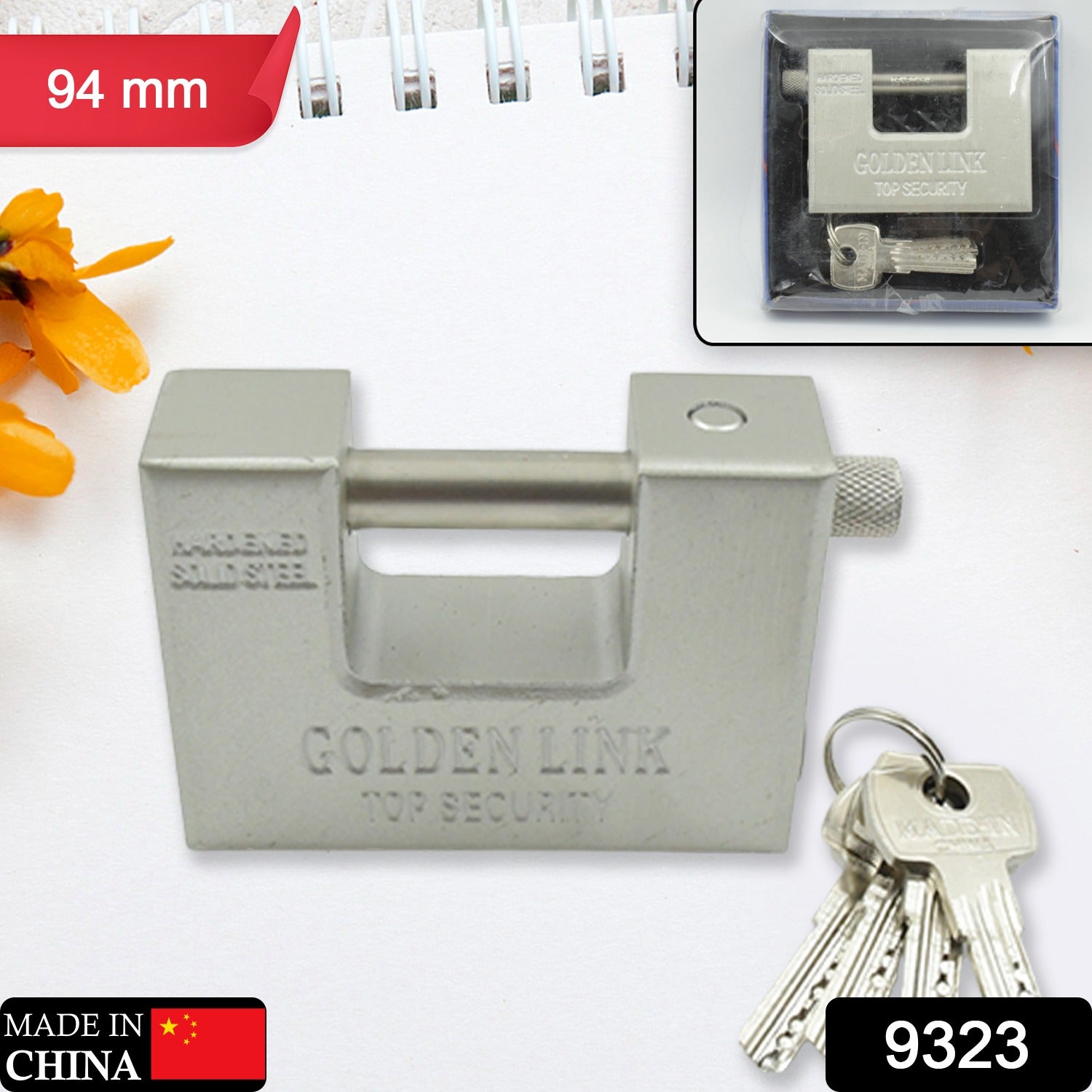94mm Stainless Steel Padlock: Rectangular, Hardened Steel, 5 Keys - Shivani Jaswal 94mm Stainless Steel Padlock: Rectangular, Hardened Steel, 5 Keys