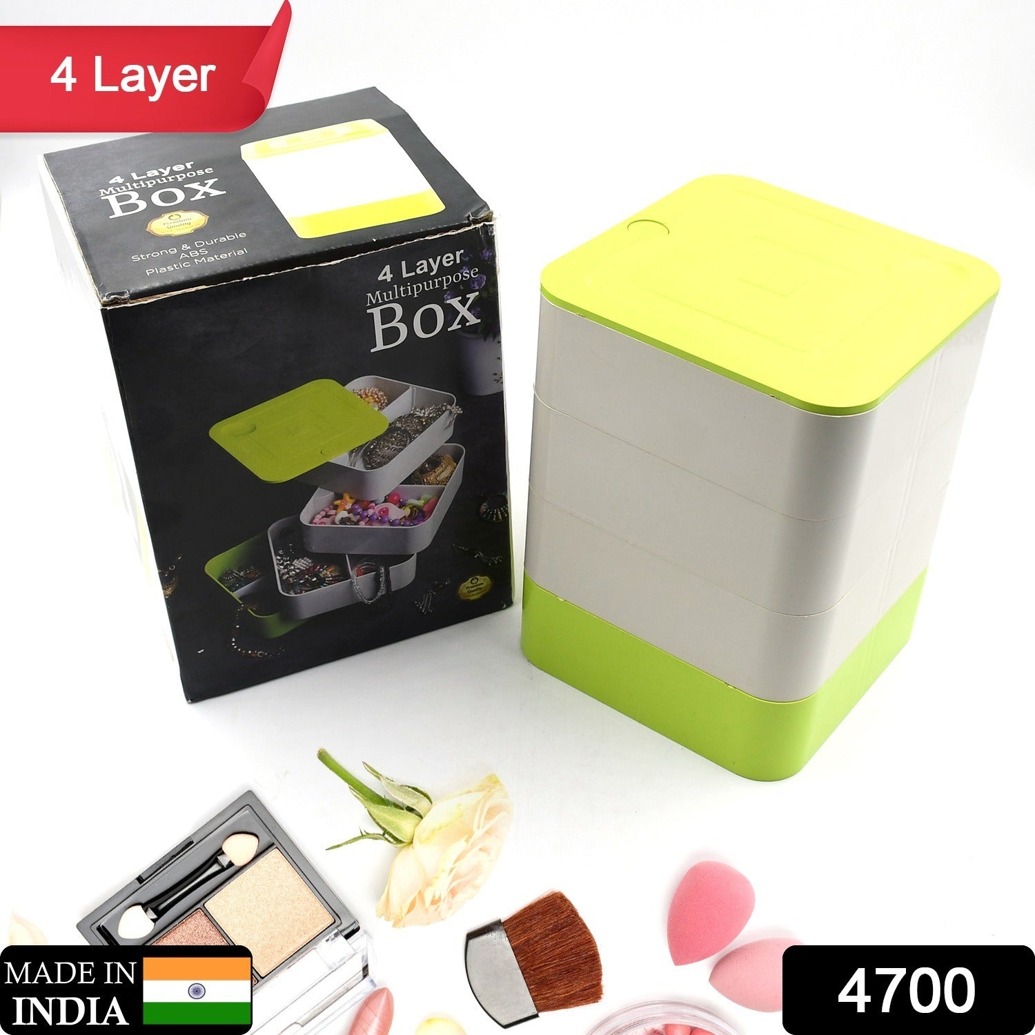 4 Layers Jewelry Box, 360 Degree Rotating Jewelry Box, Jewelry and Earring Organizer Box, Accessory Storage Box - Shivani Jaswal 4 Layers Jewelry Box, 360 Degree Rotating Jewelry Box, Jewelry and Earring Organizer Box, Accessory Storage Box